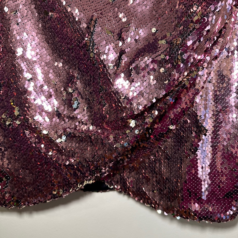 Topshop Reversible Sequin Wrap Front Mini Skirt S… - image 2